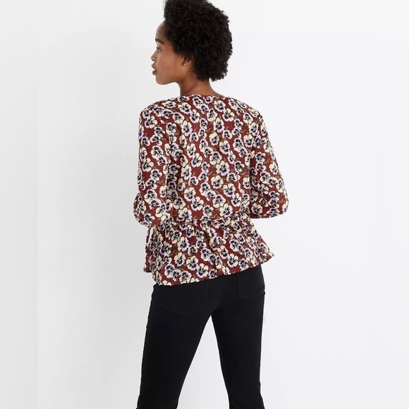 Madewell Floral Blouse in Burgundy and Cream - Picture 7 of 12